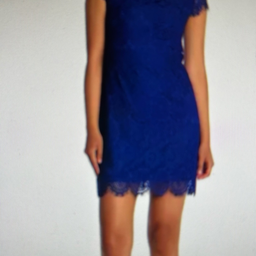 Eliza J. Elegant Royal Blue Lace Cap Sleeve Mini Dress. Size 14. NWOTGS.